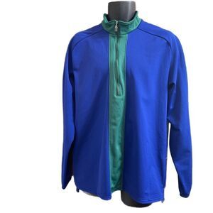 Pearl Izumi Blue Green 1/2 Zip Long Sleeve Fleece Lined Cycling Pullover Size XL